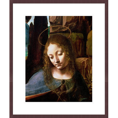 Detail of the Head of the Virgin from The Virgin of the Rocks (The Virgin with the Infant Saint John adoring the Infant Christ accompanied by an Angel) by Leonardo da Vinci -Framed Giclee Print