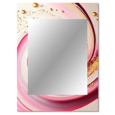 Pink And Gold Abstract Circles I - Abstract Spirals Decorative Mirror, Modern Wall Mirror, Printed Metal Art