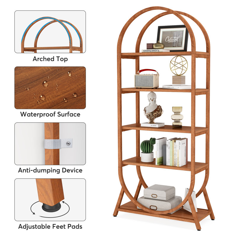 Mashari 5-Tier Arched Bookcase | Modern Display Shelf