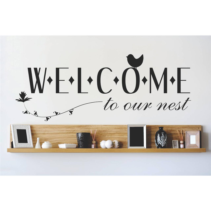 Décalcomanie murale welcome to the nest, H 8 po x l 20 po x P 0,16 po, Noir