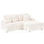 Velours côtelé blanc 82 po avec coussins en éponge à mémoire de forme et pieds de rangement pour 4 coussins décoratifs