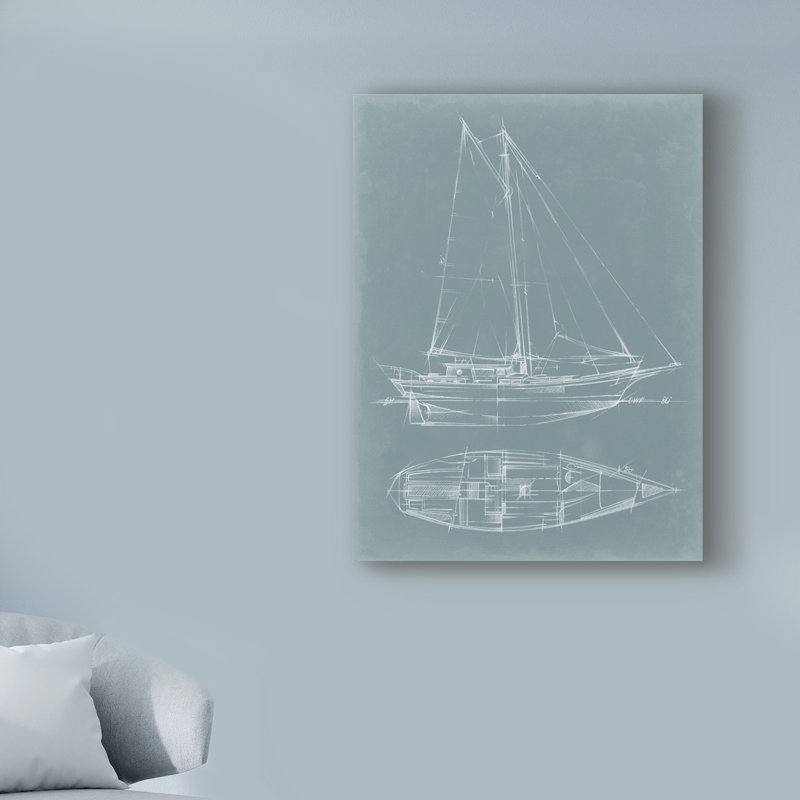 Yacht Sketches III by Ethan Harper - Wrapped Canvas Print, 19" H x 14" W x 2" D
