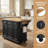54" Kitchen Island with Rubber Wood Drop Leaf, Embossed Texture Panel, 4 Doors, 3 Drawers, Spice & Towel Racks, Lockable Wheels-315811883