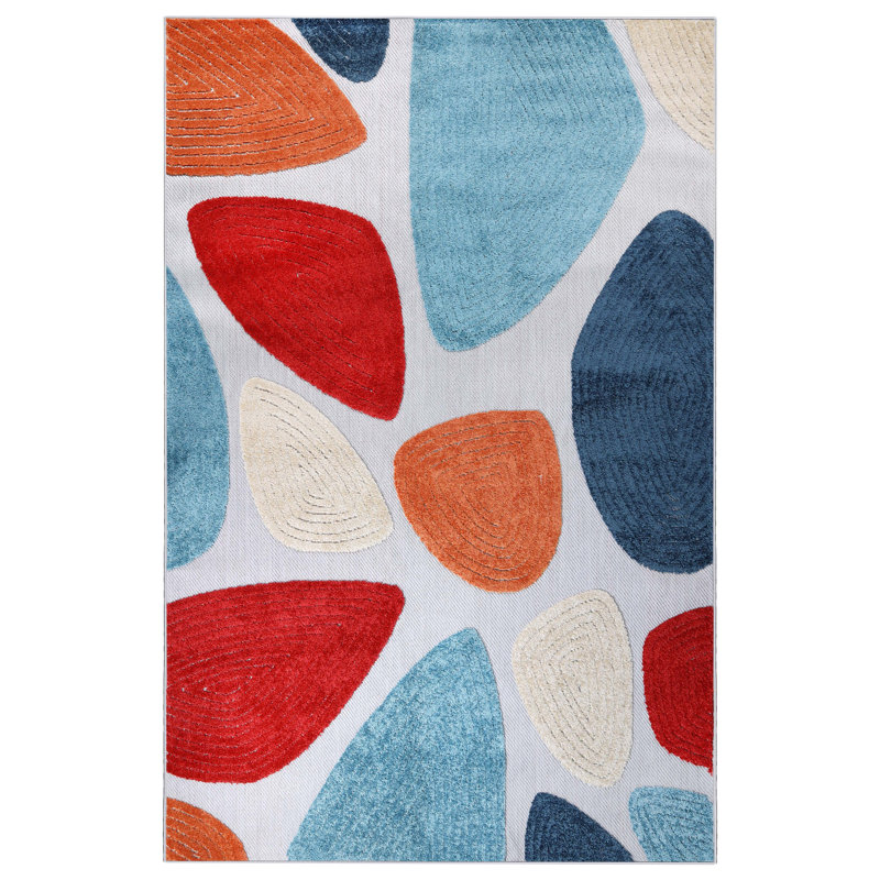 Mendosa Tulip Modern Geometric Indoor Outdoor Area Rug, Rectangle 10' x 14'