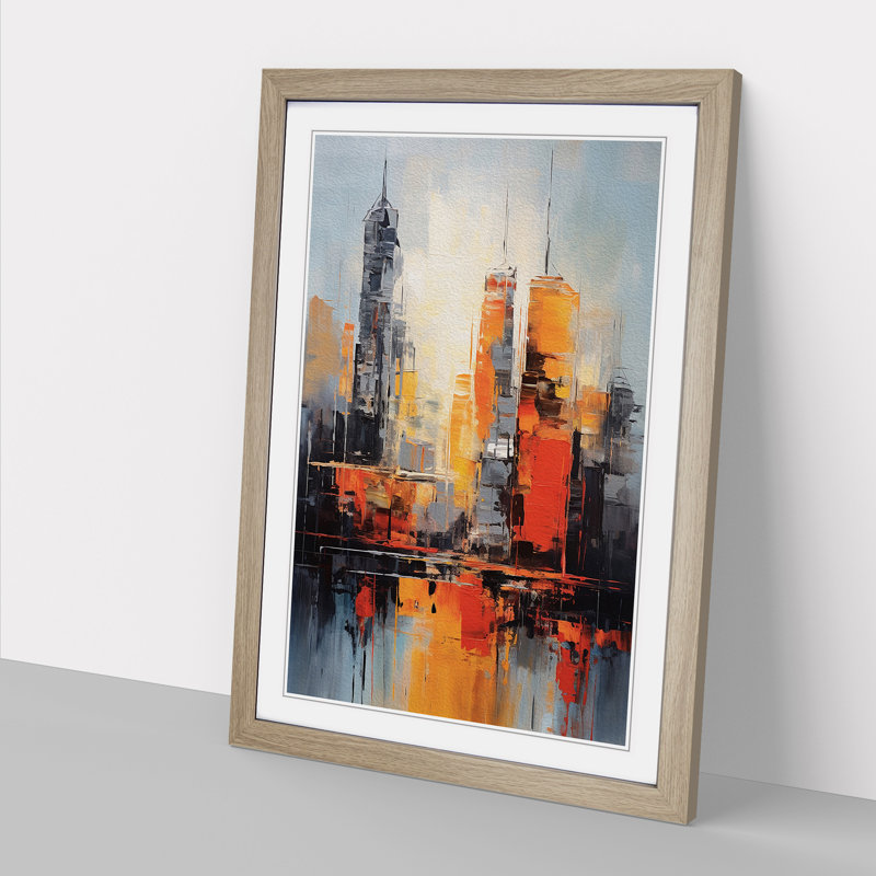 Skyline Gestural 1 Piece Single Picture Frame Wall Art, 34cm H x 25cm W x 2cm D, Oak