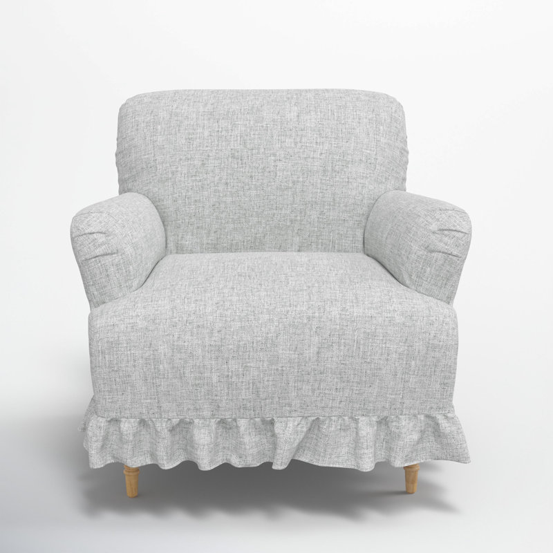 Elle Ruffle Slipcover Armchair, Zuma Pumice Textured Linen