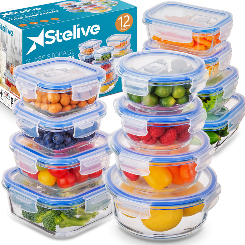  12 contenants de rangement pour aliments en verre, hermétiques et étanches, sans BPA