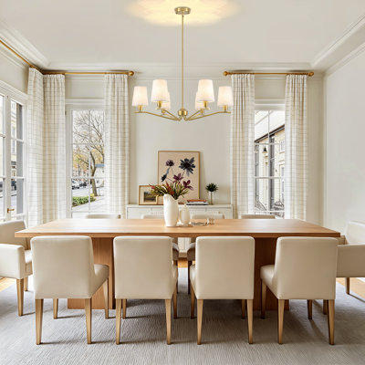 Lustre de style campagne moderne à 6 lumières avec abat-jour en lin pour salon, cuisine, chambre à coucher