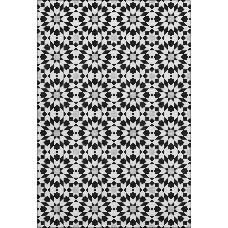 Premium Machine Washable Tweedy Black Rug