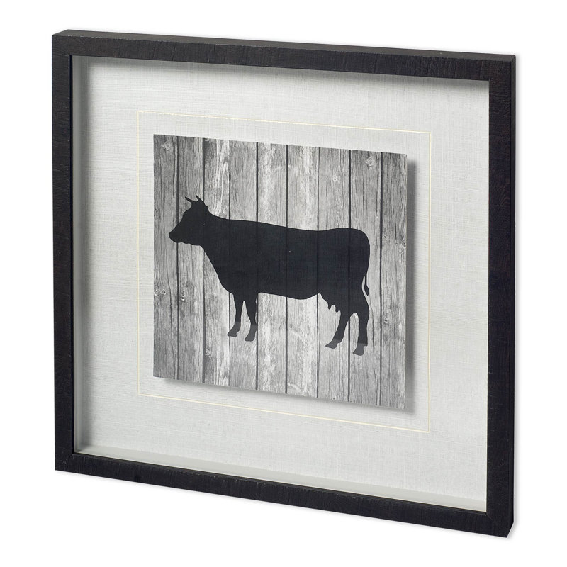 «BARN COW» par TANDI VENTER, reproduction d'art encadrée et texturée encadrée à la main, Vache grange