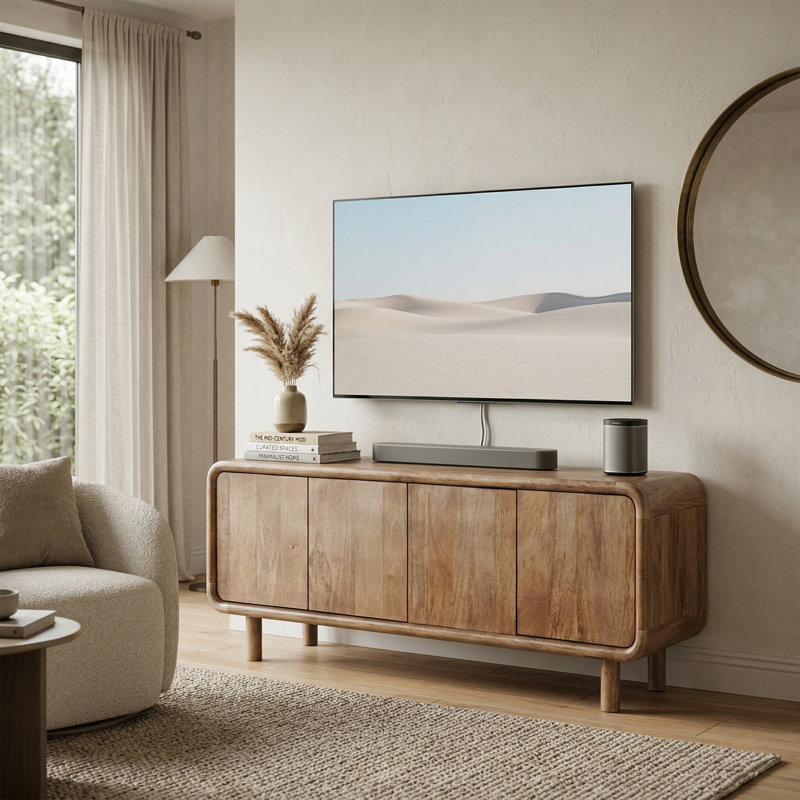 Unfinished TV Stand for TVs up to 55" with Fireplace Included