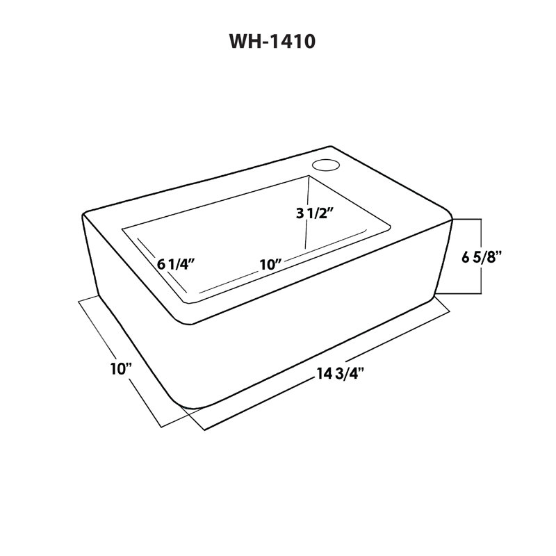Whitehaus 10'' Vitreous China Rectangular Bathroom Sink