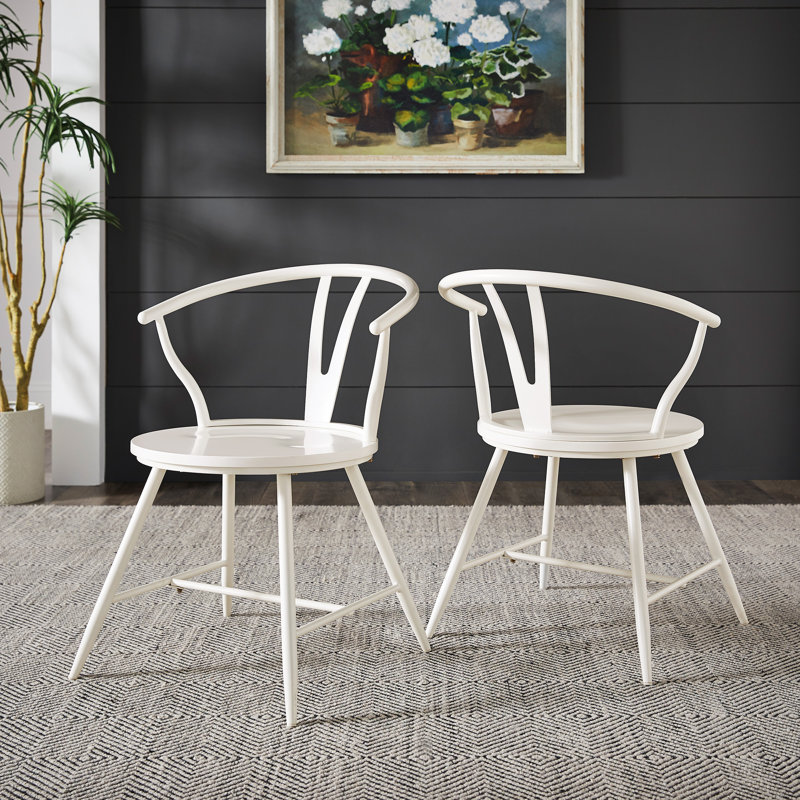 Chaise d'appoint en métal avec dossier en bois Kennamer, Blanc