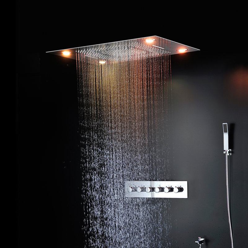 Système de douche complet avec système de douche à pluie et pluie complète, Chrome