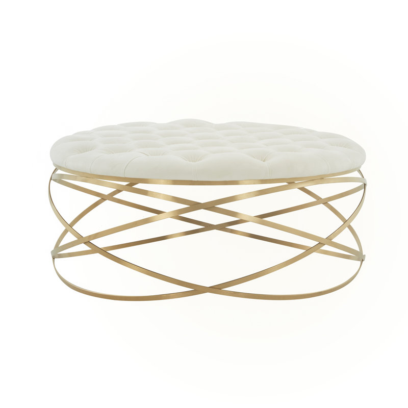 Skye Velvet Ottoman, Cream Velvet