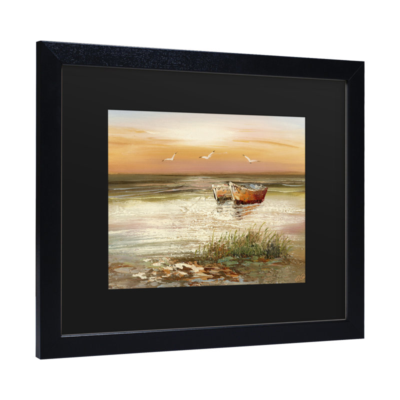 « floride coucher de soleil », reproduction de peinture à l’acrylique sur toile encadrée, H 11 po x l 14 po x P 0,5 po, Noir