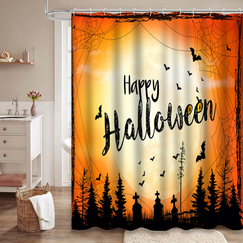 Rideau de douche d'Halloween avec 12 crochets, L 72 po x l 72 po