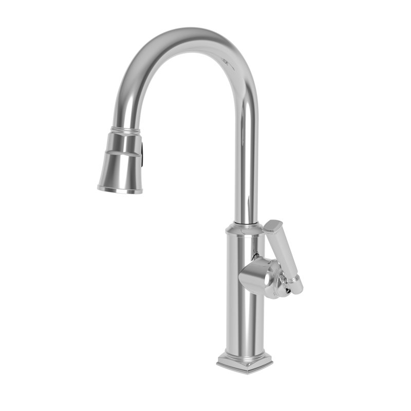 Zemora Single Handle Pull Down Kitchen Faucet, Polished Chrome