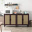 Buffet brun de 70 pouces avec tablettes réglables et poignées en bois massif, pieds de buffet élégants et pratiques, convenant au bureau-121371467