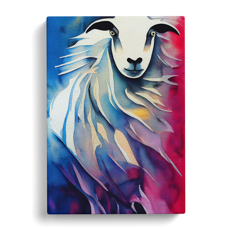 Watercolour Sheep No.2 - Wrapped Canvas, 76cm H x 50cm W x 3cm D