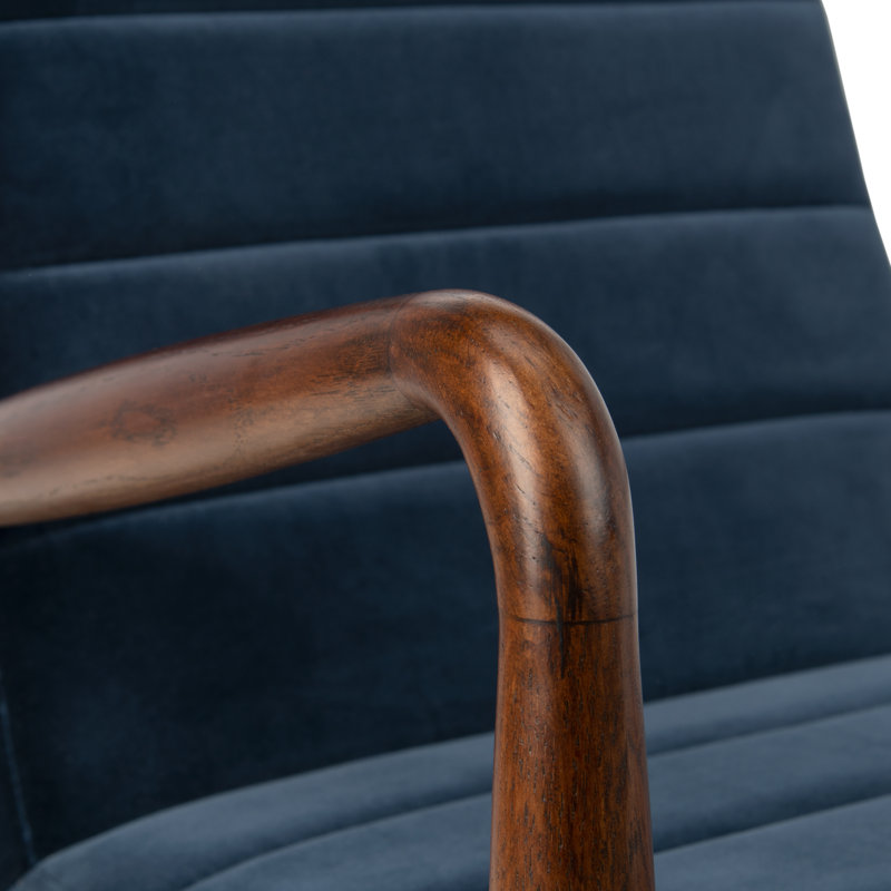 Fauteuil en velours capitonné l 26,8 po Barrow, Velours bleu marine foncé
