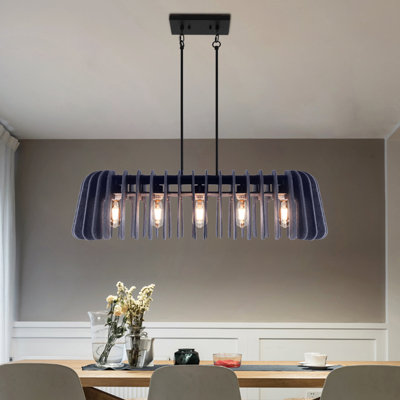 Lustre linéaire en feutre à 5 lumières pour îlot de cuisine pour salle à manger