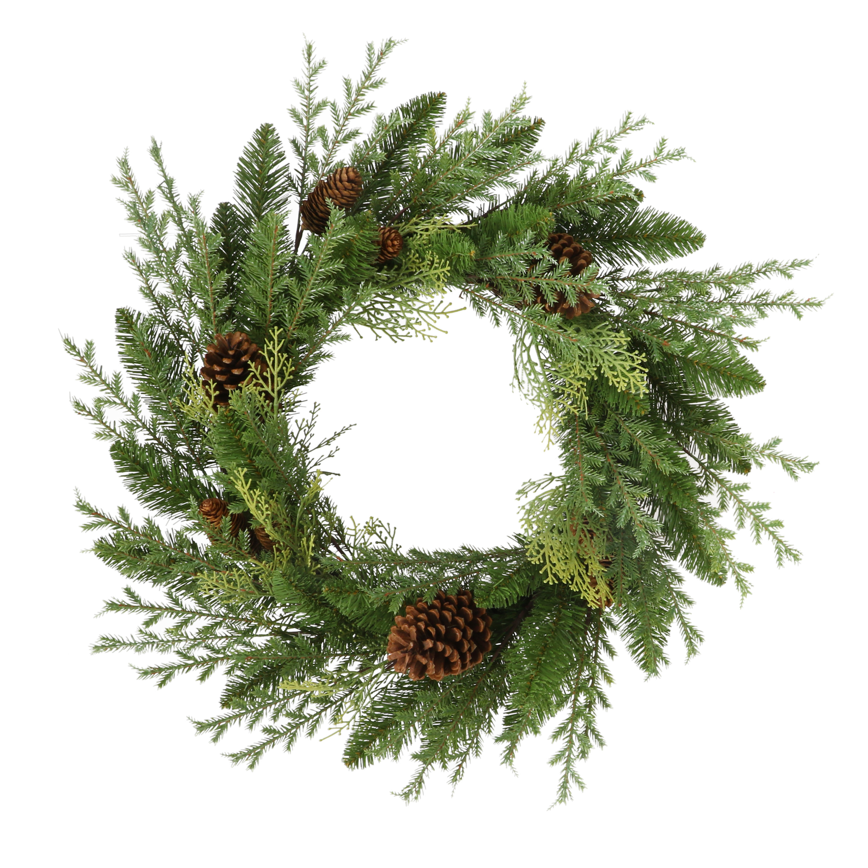 The Holiday Aisle® Faux Lighted Pine 24'' Wreath | Wayfair