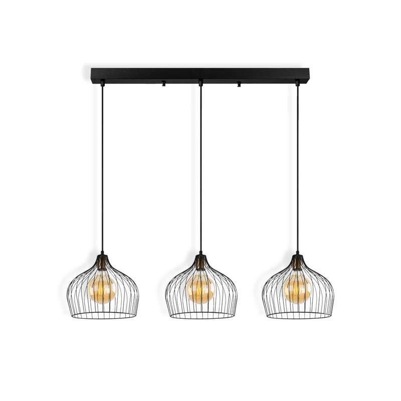Adjustable Height Metal 3 Lights Kitchen Island Pendant