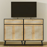 Aamaya 39.4'' Rattan Cabinet with Drawer & Adjustable Shelf