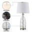 Lampe de table 23,5 po en verre transparent avec base texturée et abat-jour en tissu blanc-871524594