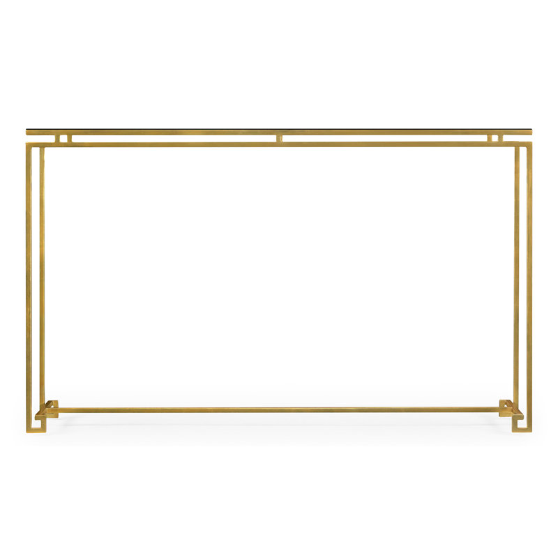 Simply Elegant 55'' W Glass Console Table, Clear, 33.5" H x 55" W x 14" D, Light Antique Gold