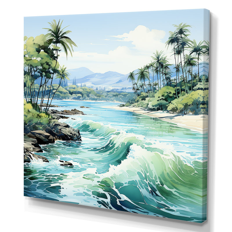 Tropical Beach Escape 3 - art mural bord de mer tropical, Toile tendue, H 30 po x l 30 po x P 1,5 po