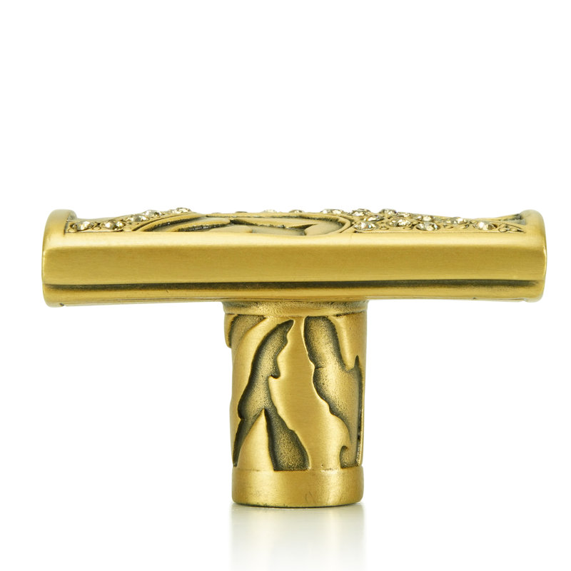 EVENING DRESS III RECTANGLE KNOB; LT SMOKE TOPAZ; MUSEUM GOLD FINISH