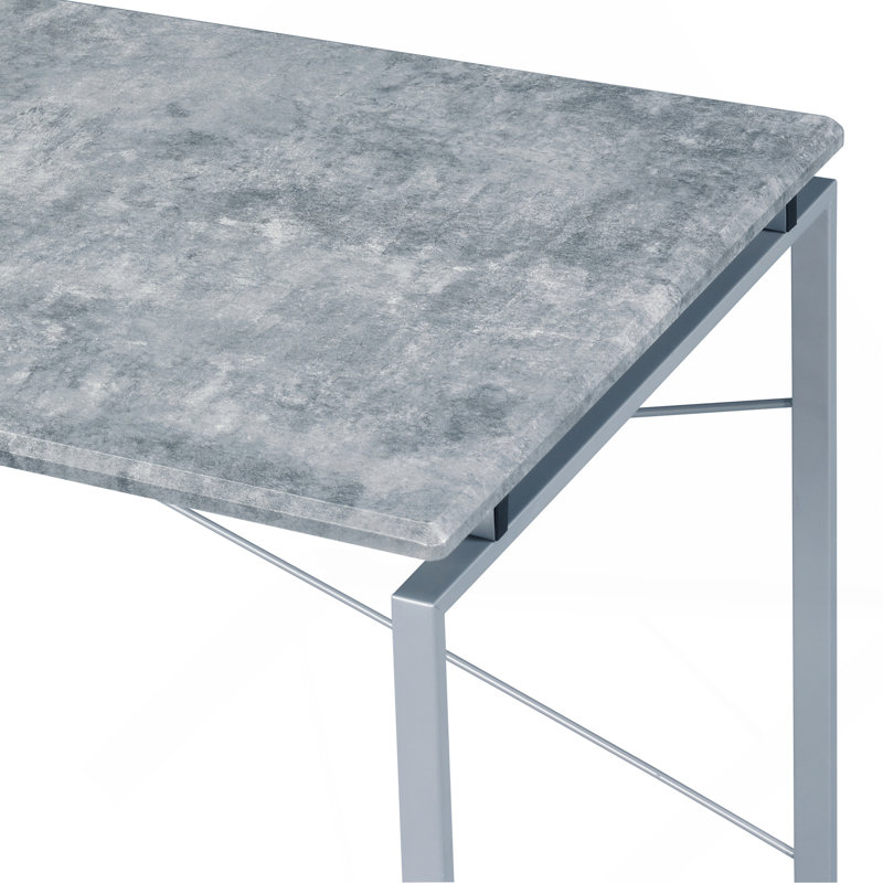 Faux Concrete & Silver Finish Writing Desk, Gray