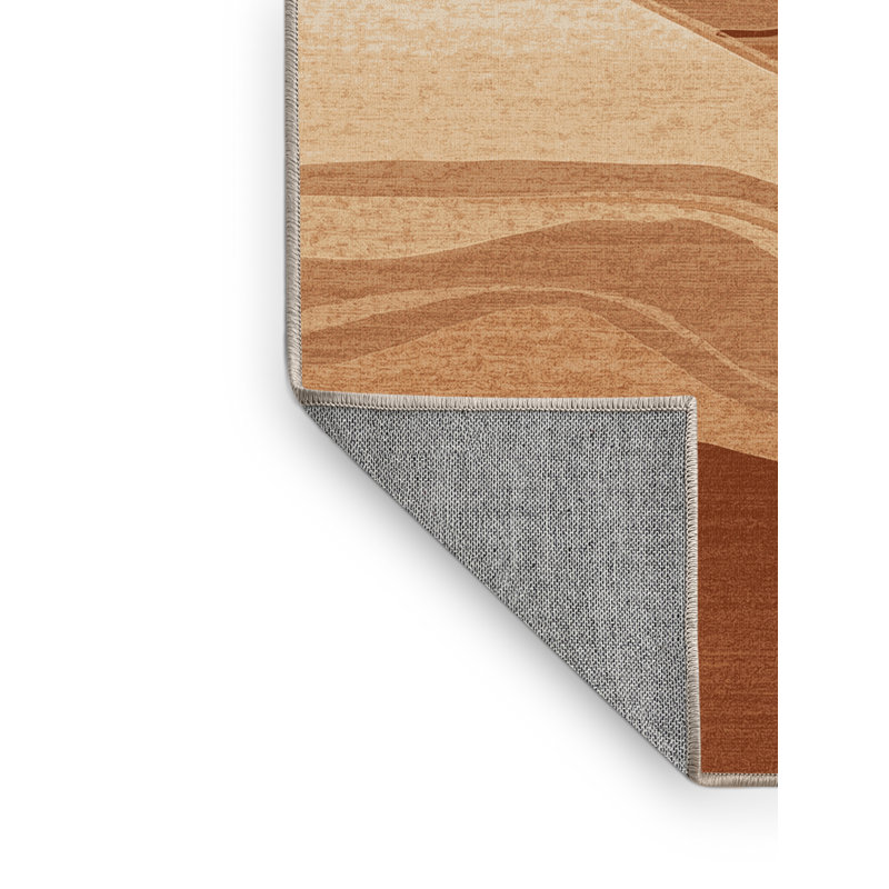 Machine Washable Paizlei Grand Canyon Rustic Ombre Rug in Brown – Beige Binding, 4x6