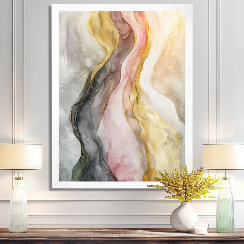 Nyibol - Abstract Canvas Art Print, 32" H x 16" W, Single Picture Framed Print, White