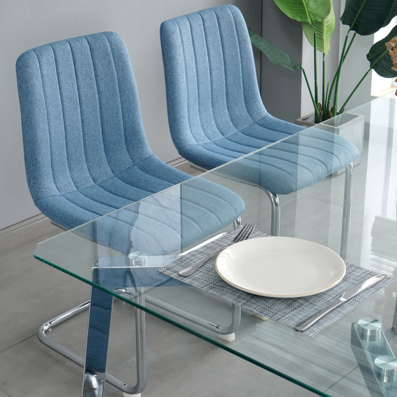 Chaise d'appoint en lin capitonné Beachwood, Bleu