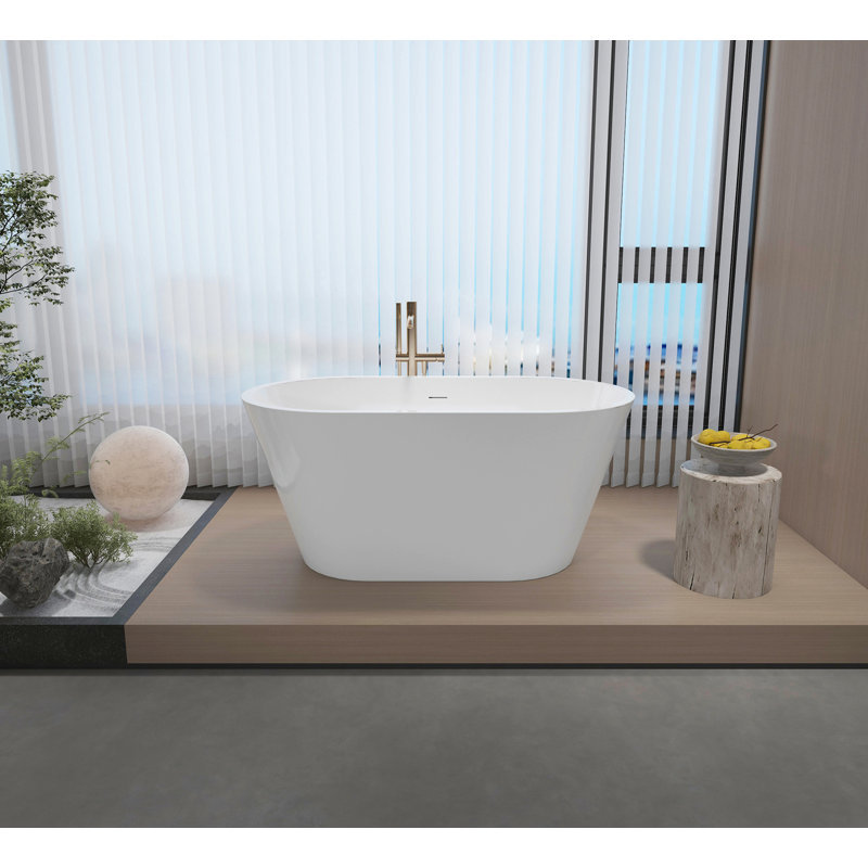 Free Standing Tub 51" x 27.5" Deep Soaking Bath Tub Acrylic Freestanding Bathtub J24 Soaking tub