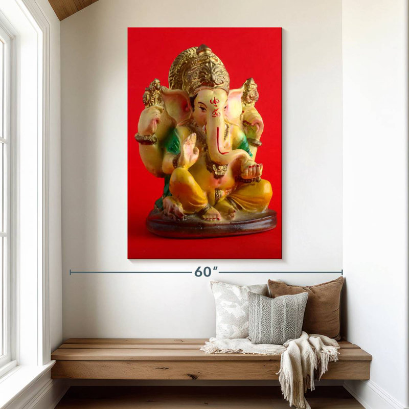 Ganesha sur rouge, H 51 po x l 34 po