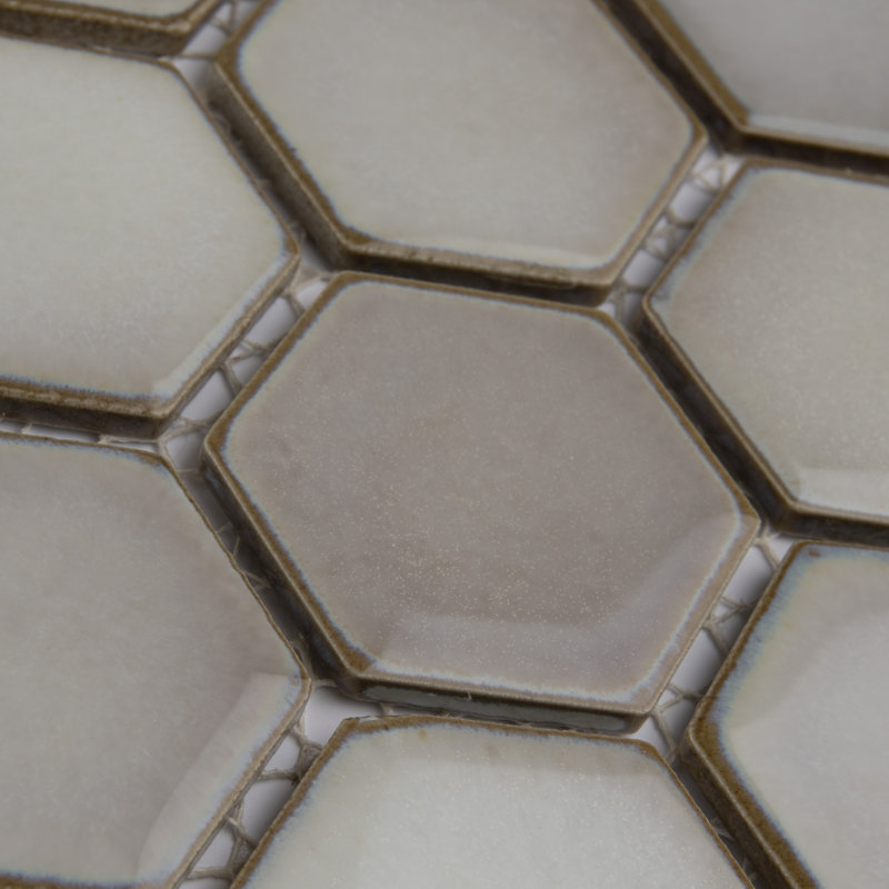 Hudson Due 2" Hex 10-7/8 " x 12-5/8 " Porcelain Mosaic Floor and Wall Tile, Dove Gray