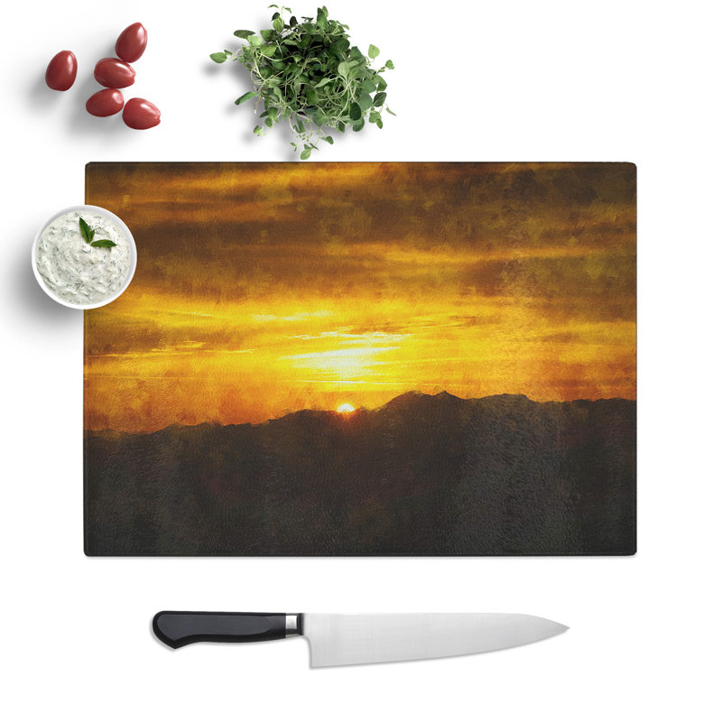 Tempered Glass Sunset in Austria Chopping Board, 28.5 cm x 39 cm