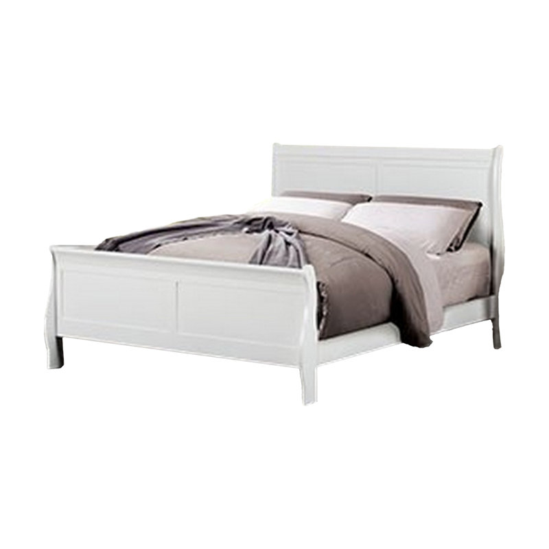 Ryla Bed, Sleigh Panel Headboard, Classic Solid Wood, Full, White