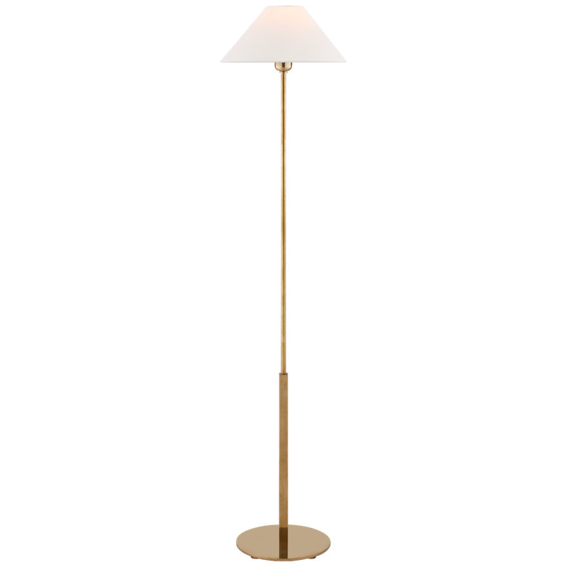 J. Randall Powers Hackney Floor Lamp, Hand-Rubbed Antique Brass, Fabric