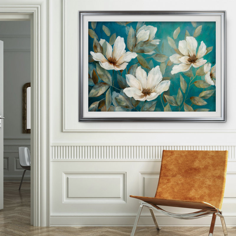 « shade of blue », reproduction de peinture à l’acrylique encadrée, Argent, H 30 po x l 40 po x P 1,5 po