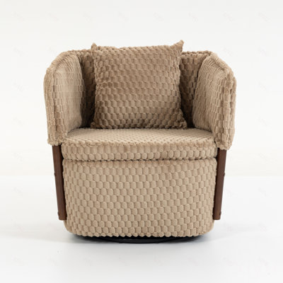 Accent Chair with Solid Wood Frame, Upholstered,Swivel Chairs with storage For Living Room Chairs with Waist Cushion, Reading Armchair