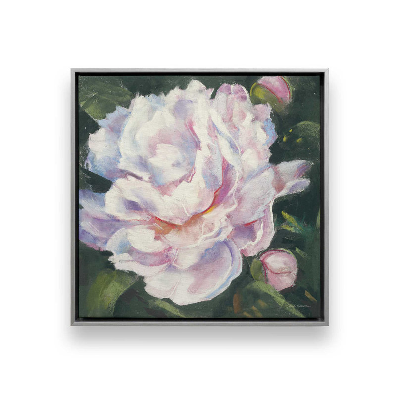 «Peony III» par Carol Rowan, reproduction d'art sur toile, H 12 po x l 12 po, Cadre flottant, Argent argent