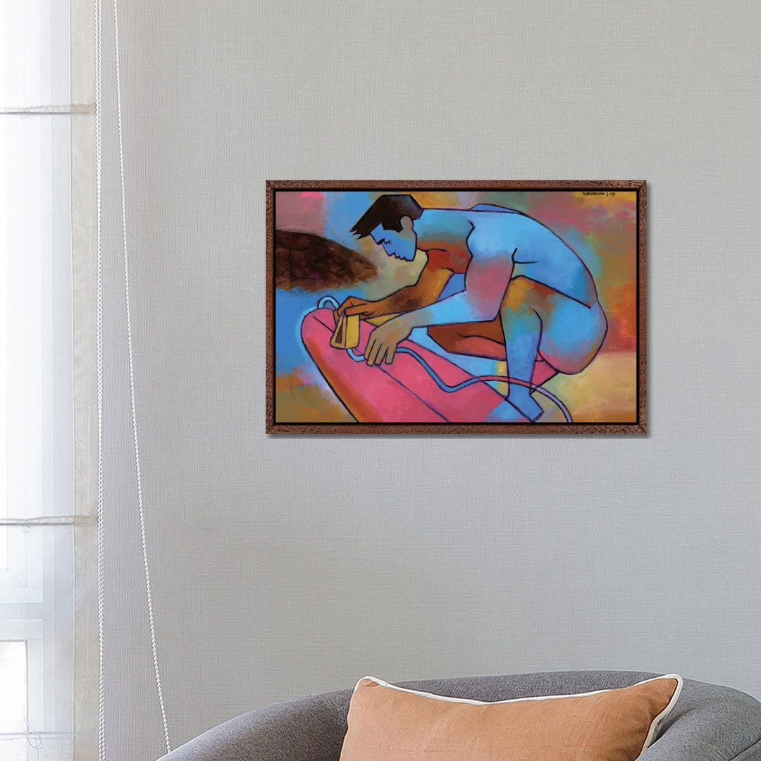 Blauer Surfer von Douglas Simonson - Galerieverpackte Leinwand Giclée auf Leinwand