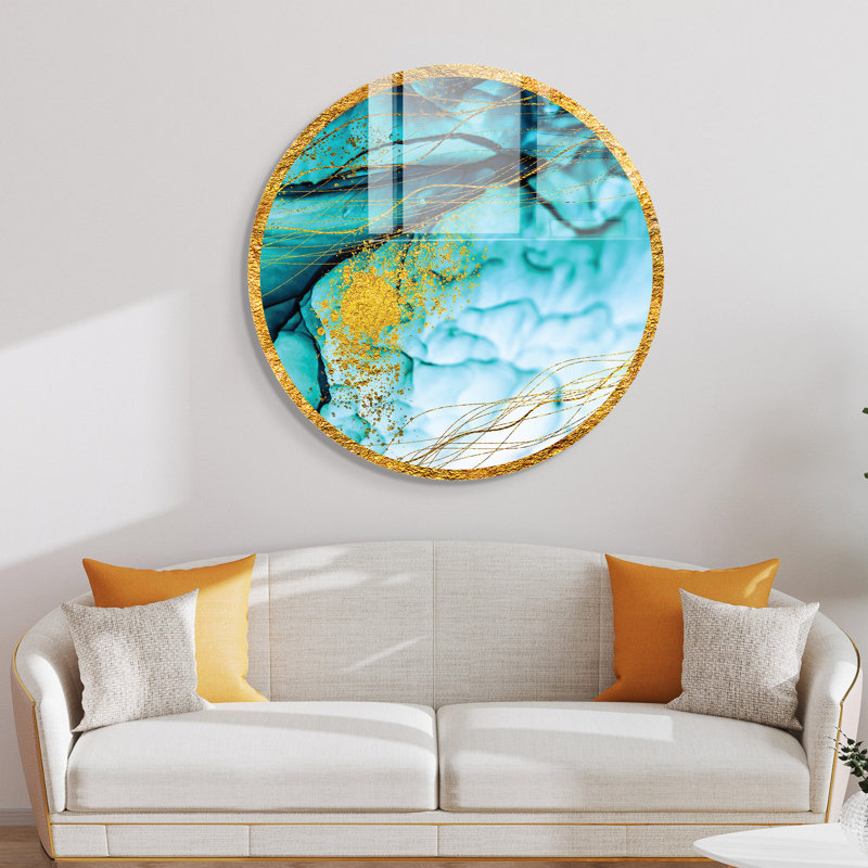 Élégante peinture décorative en verre trempé, 23,6 pouces de diamètre | 100% verre trempé, épaisseur: 0,16 pouce | Parfait pour la décoration intérieure, le salon et les espaces de bureau, un attrait visuel époustouflant, durable et élégant