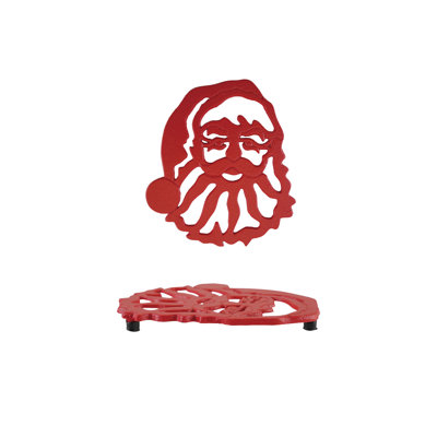 Red Cast Iron Santa Trivet