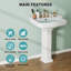 Lavabo de salle de bain à piédestal en céramique blanc moderne GarveeHome - Lavabo autoportant avec trop-plein, durable et facile à installer - taille 23 po, 3 pouces